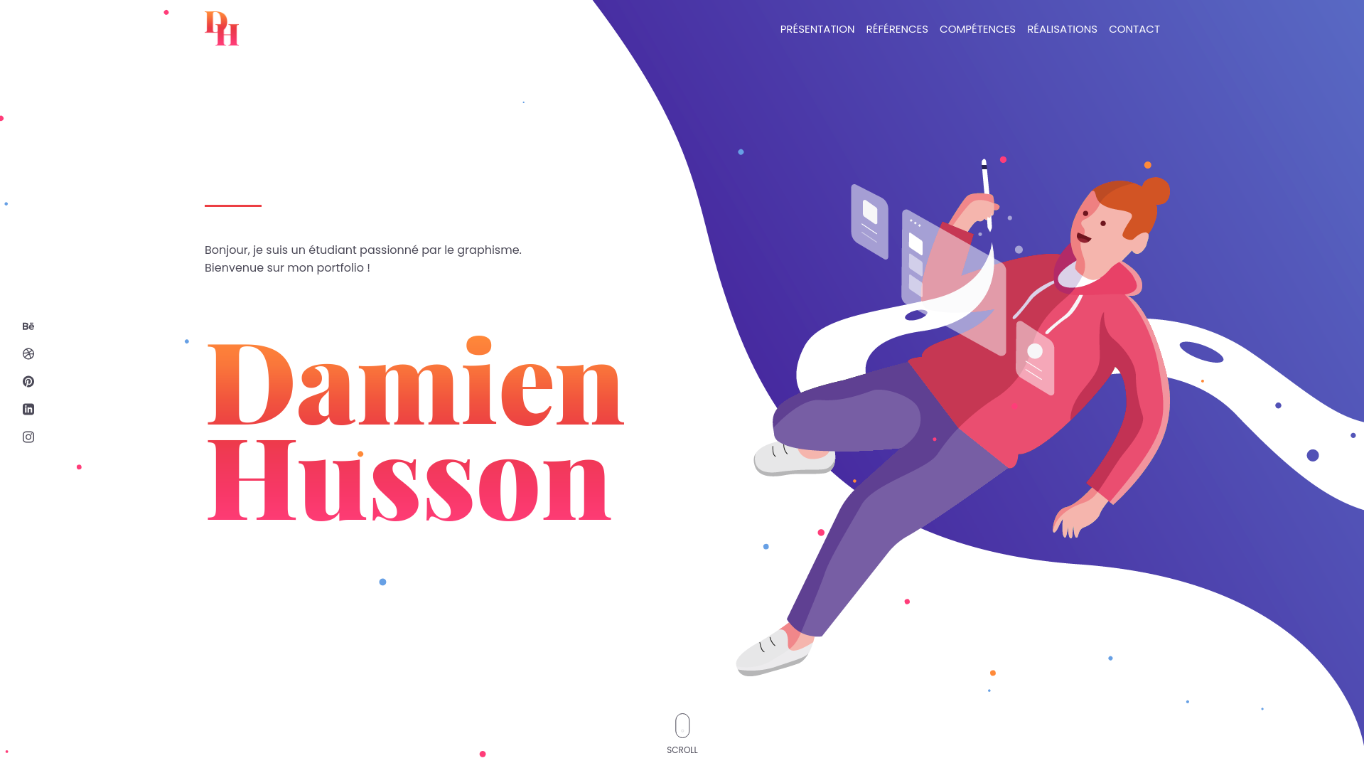 Page d'accueil du site Damien HUSSON